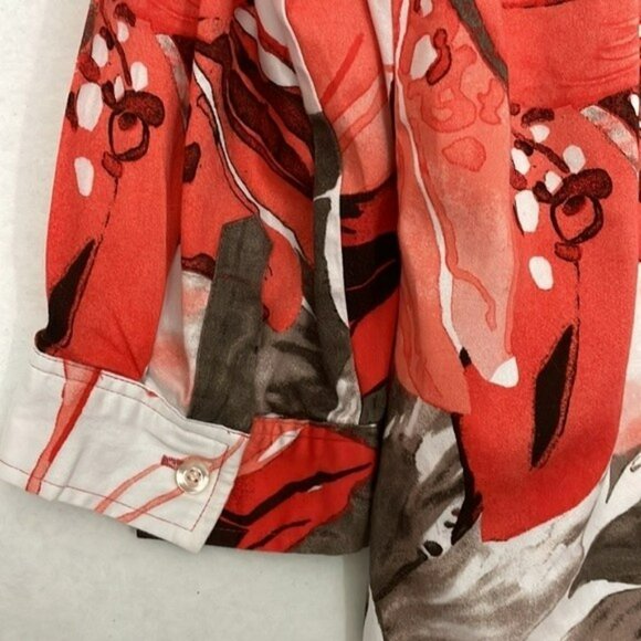 Chico's Blouse, 3/4 Sleeve Floral Button Up, Large - Picture 10 of 11